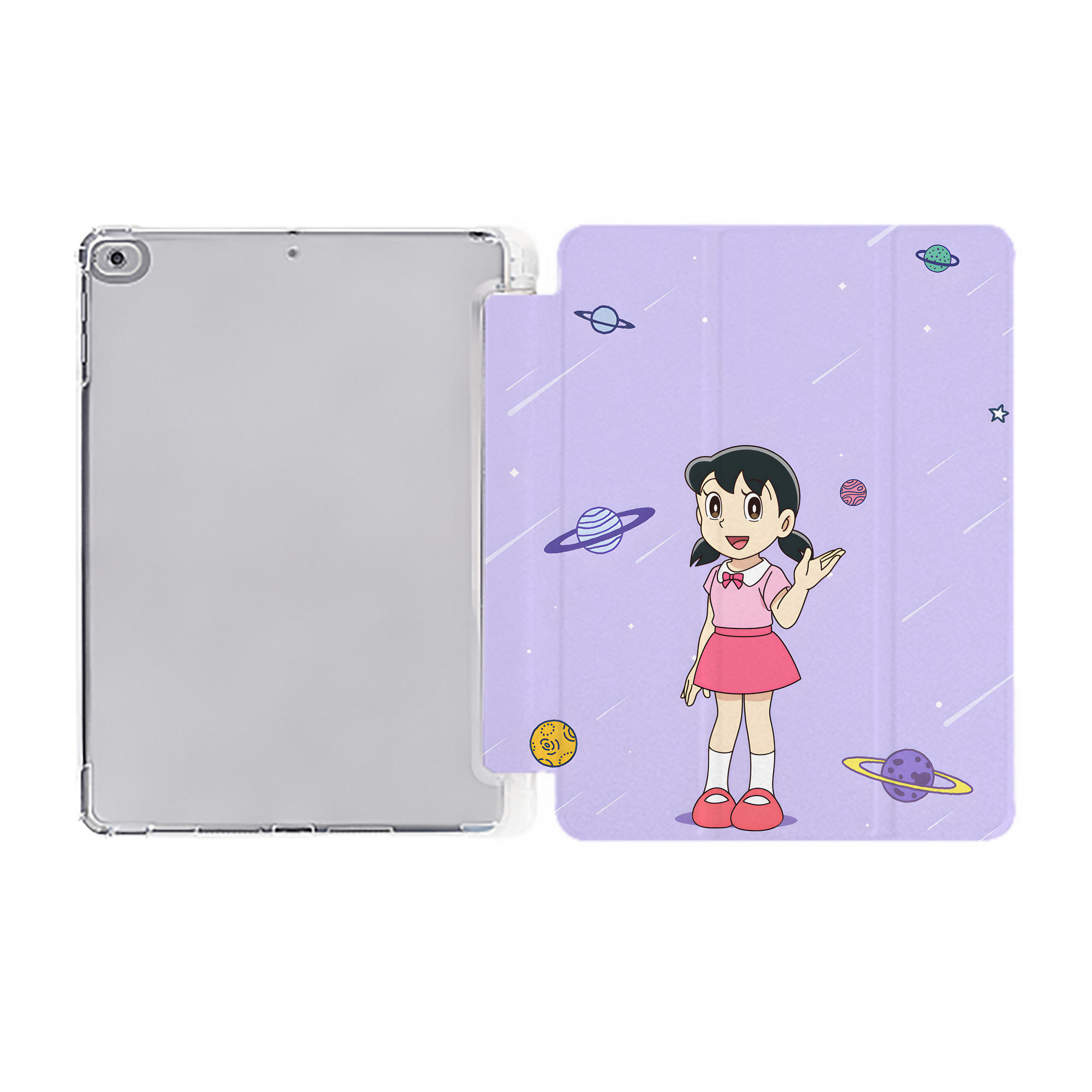 （画像用） ドラえもん Doraemon IPad ケース ペン収納付き 三つ折りスタンド PUレザー×シリコン 対応機種9.5/10.5/10.9インチ